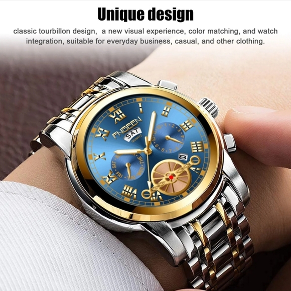 ๐ฅ Waterproof Men's Quartz Watch Tourbillon Dial Stainless Steel ๐ฅ๐ฏ - Picture 7 of 8